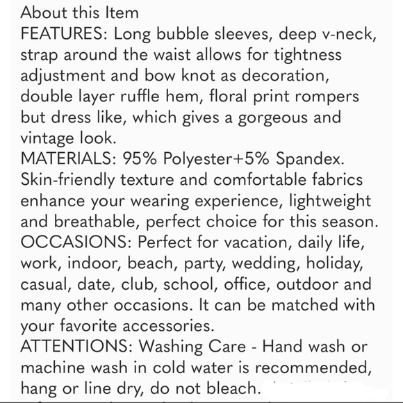 Deep V Neck Floral Print Romper, Ruffle Hem Short with Belt, M - Picture 12 of 12